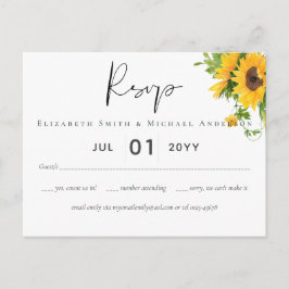 Postal Boda del Sur Rústico de los girasoles del presupue