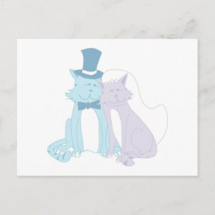 Postal Boda del tema del gato