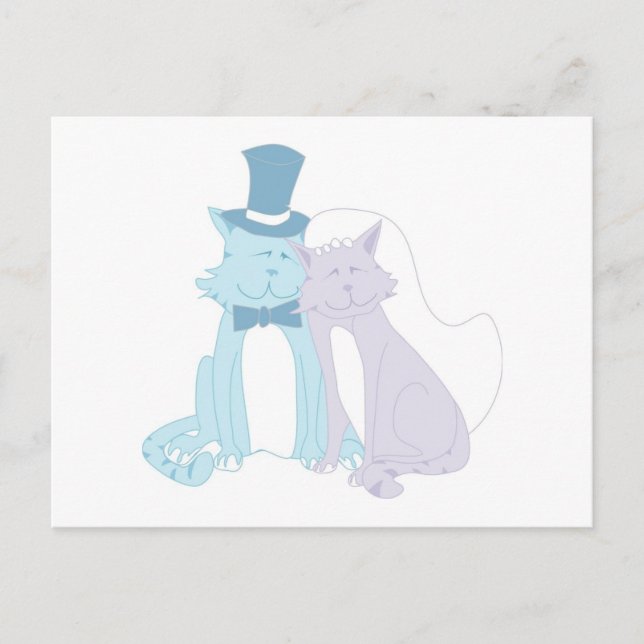 Postal Boda del tema del gato (Anverso)