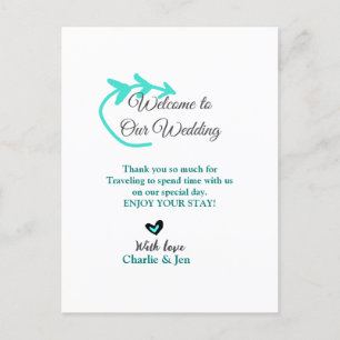 Postal Boda Destino celebración de viaje bienvenido