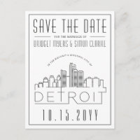 Boda Detroit | Estilizado Skyline Guardar la fecha