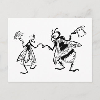 Postal Boda divertida linda negra y blanca del vintage