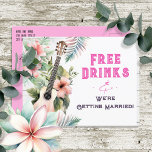 Postal Boda divertida Tropical Free Bebe Save the Date<br><div class="desc">Playa tropical hawaiana con temática de adultos acuarela floral agua gaseosa gratis bebidas graciosas invitación boda salvar la fecha.</div>