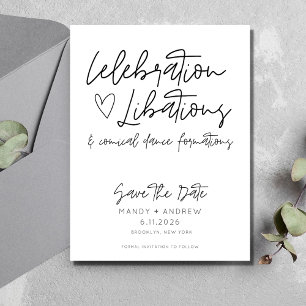Postal Boda divertida y económica, guarda la fecha