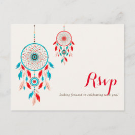 Postal Boda Dreamcatcher de la pluma Tribal Boho