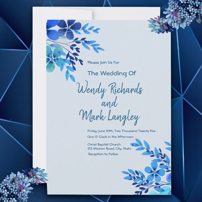Postal Boda Dusty Blue Floral Watercolor (Subido por el creador)