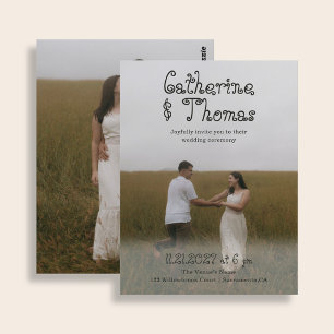 Postal Boda Económica Elegante Rústica 2 Fotos