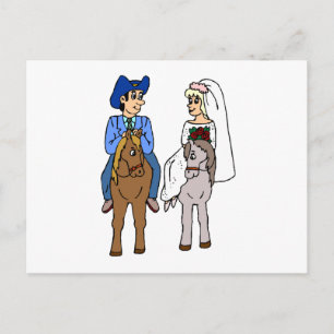 Postal Boda Ecuestre Bride Groom Horse Tema Equino