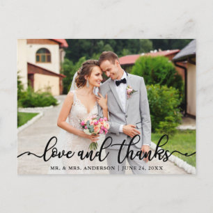 Postal Boda Elegant Script Love and Gracias Photo