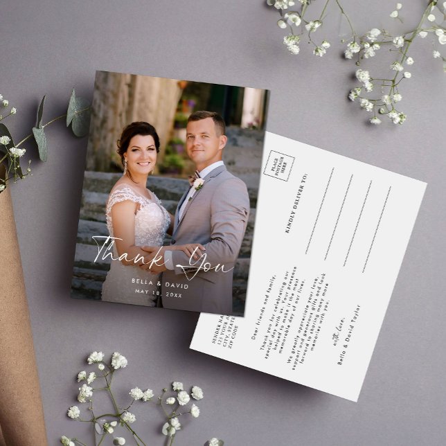 Postal Boda Elegant Script Photo You Postcard (Subido por el creador)