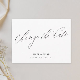 Postal Boda Elegante Caligrafía Moderna Cambiar la Fecha