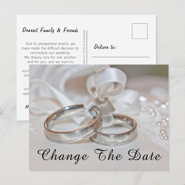 Postal Boda elegante Cambiar la fecha Guardar la fecha (Anverso / Reverso)