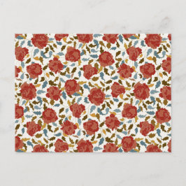 Postal Boda elegante de la flor rosa roja dorada