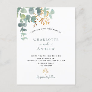 Postal Boda elegante de oro de Eucalyptus