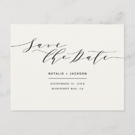 Postal Boda elegante en blanco y negro ahorrando la fecha