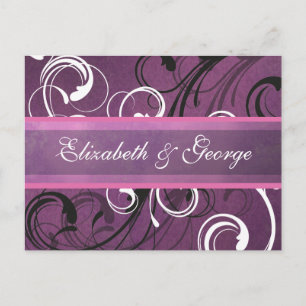 Postal Boda elegante Royal Purple Grunge Damask