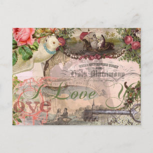 Postal Boda elegante vintage matrimonio antiguo vintage