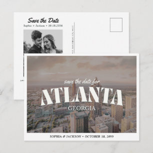 Postal Boda en Atlanta Save the Date Downtown Retro