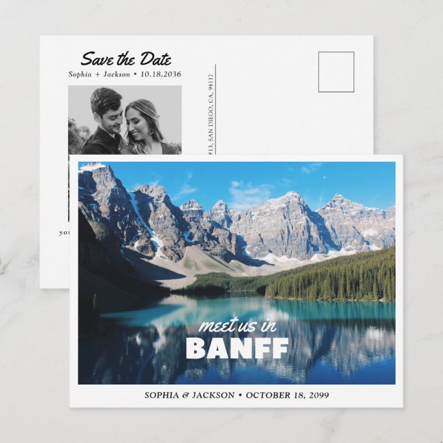 Postal Boda en Banff, guárdala con estilo Retro (Anverso / Reverso)
