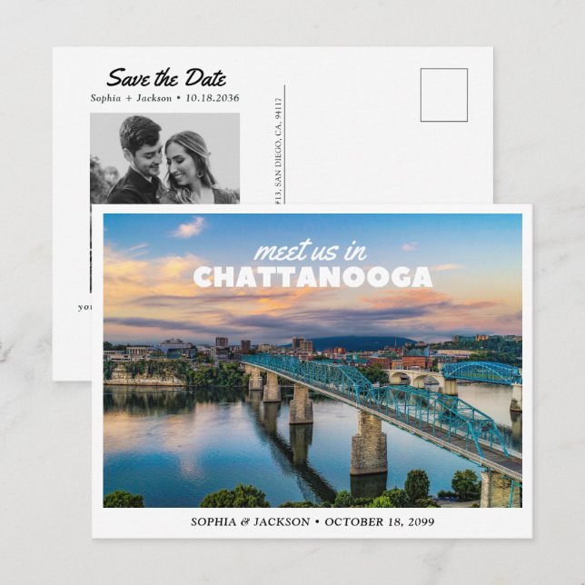 Postal Boda en Chattanooga - Guarda la Fecha (Anverso / Reverso)