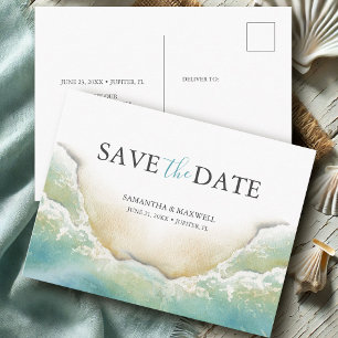 Postal Boda en Destino de Playa Guardar la Fecha