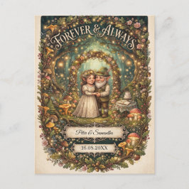 Postal Boda en el bosque encantado para siempre y siempre