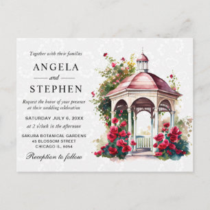 Postal Boda en el cenador del jardín de primavera en acua