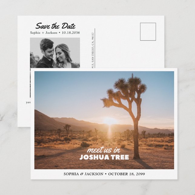 Postal Boda en el Parque Nacional Joshua Tree Guardar la  (Anverso / Reverso)