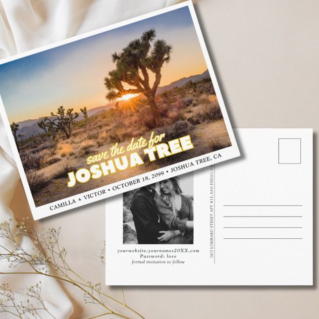 Postal Boda en el Parque Nacional Joshua Tree Save the Da (Joshua Tree Naitonal Park Wedding Save the Date Postcards)