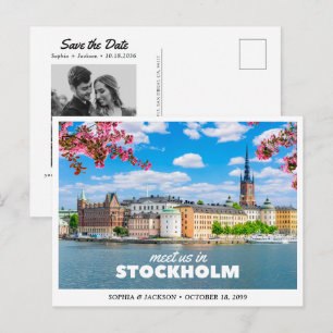 Postal Boda en Estocolmo Guardar la Fecha Viaje Retro