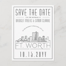 Postal Boda en Fort Worth | Silueta Estilizada de la Ciud