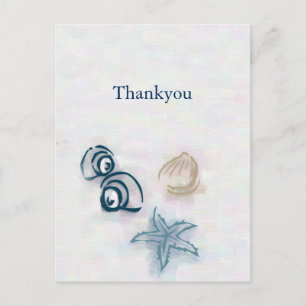 Postal Boda en la playa de Seashells Gracias Cartas