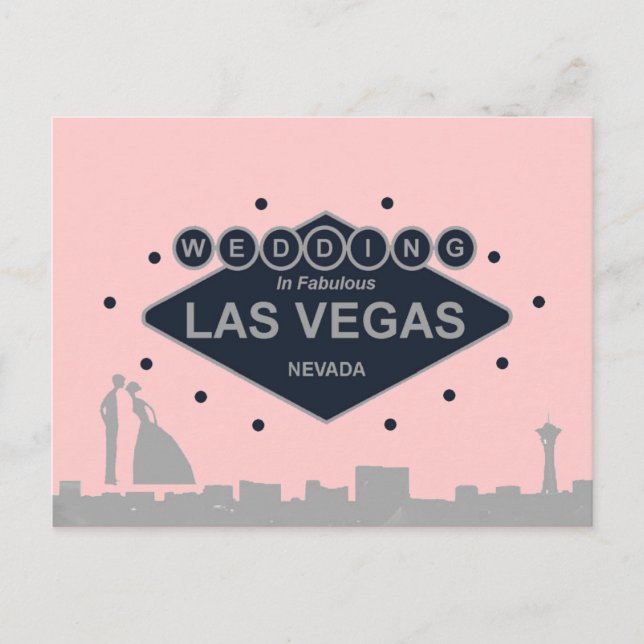 Postal Boda en Las Vegas con Silhouette Bride & Groom (Anverso)