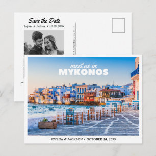 Postal Boda en Mykonos Save the Date Grecia Viaje Retro