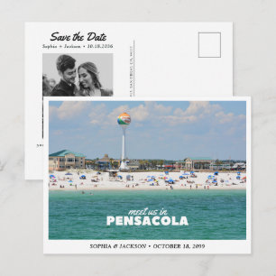 Postal Boda en Pensacola Save the Date Viaje Retro