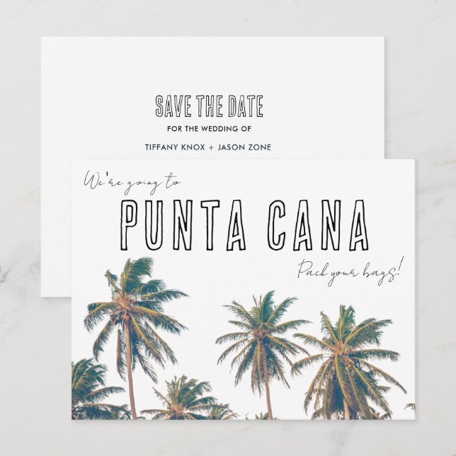 Postal Boda en Punta Cana Save the Date  (Anverso / Reverso)