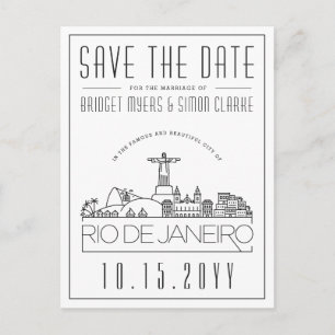 Postal Boda en Río, Brasil Skyline Save the Date