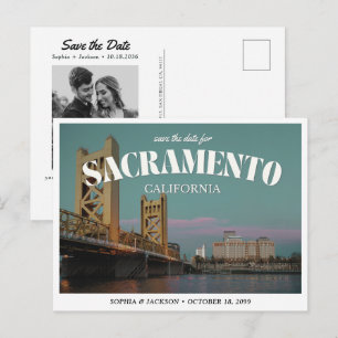 Postal Boda en Sacramento, guarda la fecha Downtown Retro