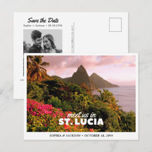 Postal Boda en Santa Lucía Guardar la Fecha Viaje Retro