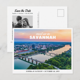 Postal Boda en Savannah Save the Date Viaje Retro
