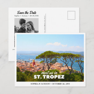 Postal Boda en St. Tropez, guardar la fecha de viaje retr