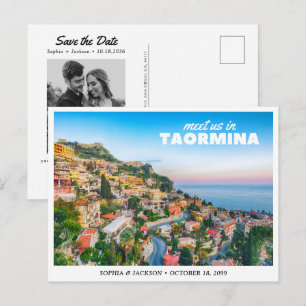Postal Boda en Taormina, guardar la fecha, Italia, viaje,