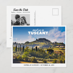 Postal Boda en Toscana Italia Guardar la Fecha Retro