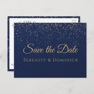 Postal Boda Engagement Gold Navy Blue Save The Date
