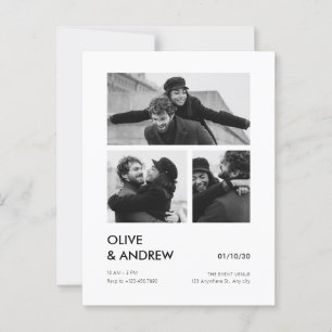 Postal Boda estético moderno de collage de fotos