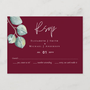 Postal Boda EUCALYPTUS blanco de bajo presupuesto