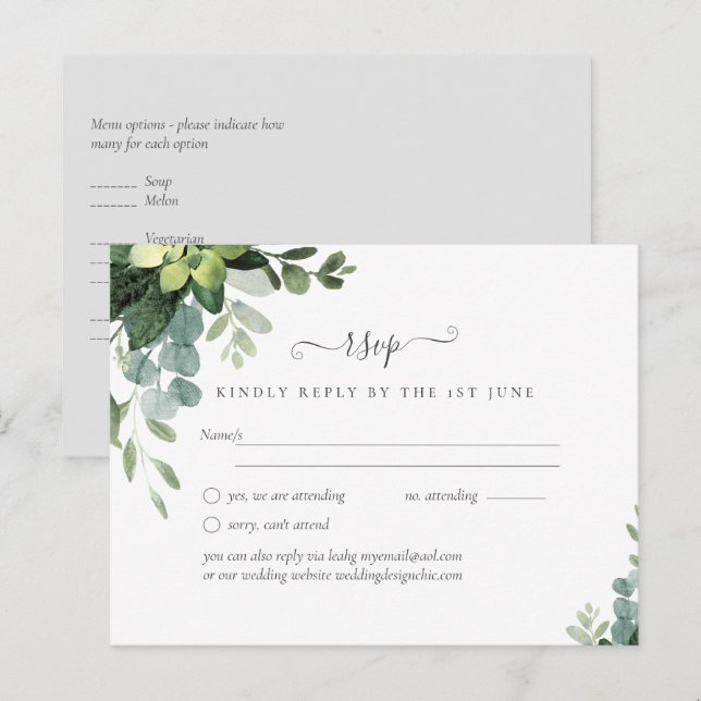 Postal Boda Eucalyptus - Hojas de vegetación acuática (Anverso / Reverso)