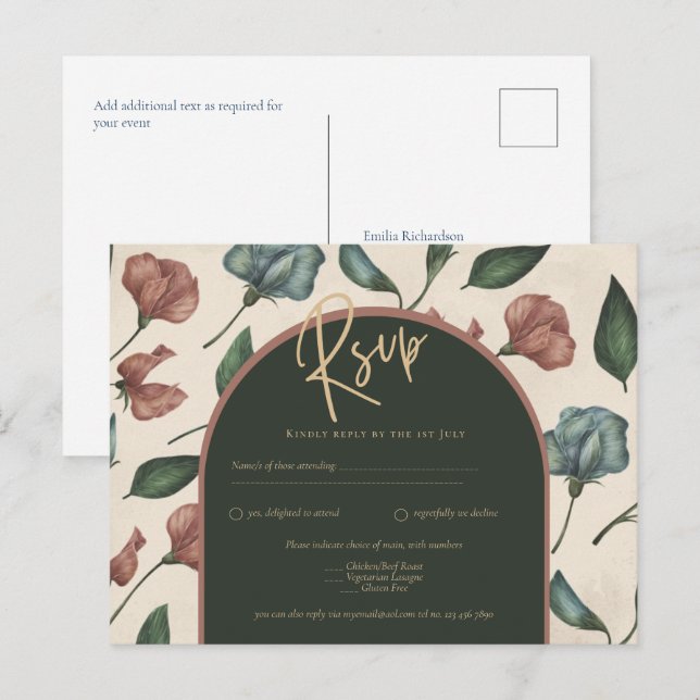 Postal Boda FALL de la Terracota Verde Forestal LeahG RSV (Anverso / Reverso)