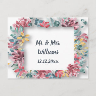 Postal Boda Felicitaciones Consejo Flores Elegantes