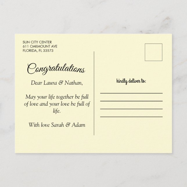 Postal boda feliz (Reverso)